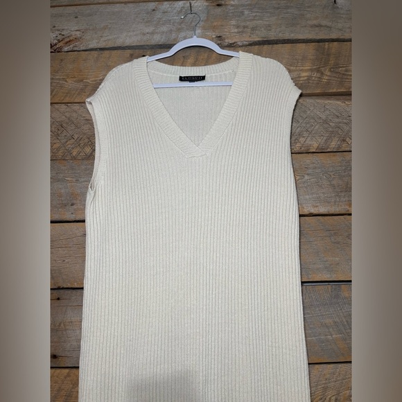 Eloquii Sz 18/20 Sleeveless Sweater Ribbed Midi Dress Cream Neutral Stretchy - Picture 3 of 14